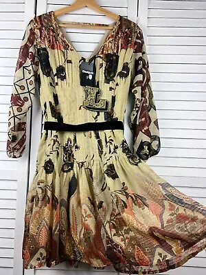 Desigual By Karl Lagerfeld Floral Dress Sleeve Boho Cocktail Party BNWT! Sz 40 S • $120