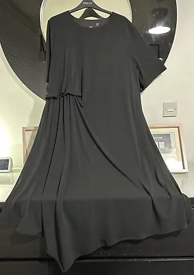 £21.99 • Buy BNWOT Asos Black Slinky Stretch Midi Dress Plus Size 26 Asymmetric Hem