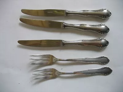 S/5 Vintage Silverplate EMD 90 Germany Dessert Forks Knives Rostfrei Blades • $32.22