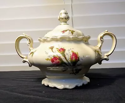 Rosenthal Moss Rose Pompadour Ivory Body Off Center Rose Sugar Bowl/Lid Pristine • $19.99