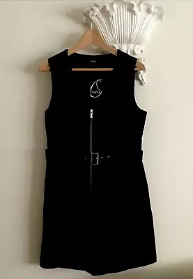 Oasis Black Zip Up Front Dress Size 14 New • £19.99
