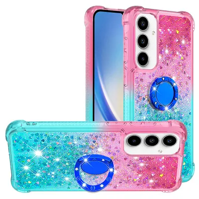 For Various Phone Quicksand +Ring Bracket Holder Glitter Liquid Case Cover Women • £7.15