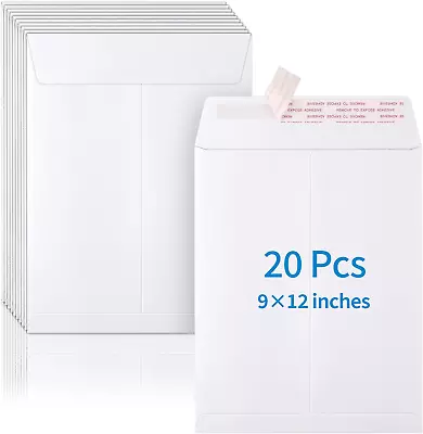 20 Pack Catalog Envelopes Self Seal 9 X 12 Inches Catalog Mailing Envelopes Wh • $10.63