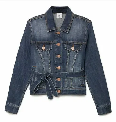 CAbi Dylan #5662 Medium Wash Belted Button Front Denim Jacket Size M EUC • $24.99