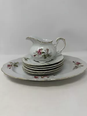 Creamer Platter Plates Pitcher Vintage Moss Rose Bond Fine China L&M Japan • $40