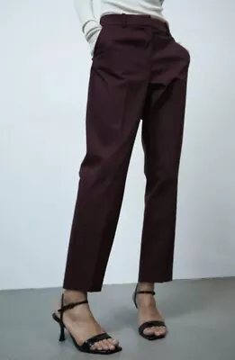 H&M Burgundy Cigarette Trousers Size 12/40 • £0.99