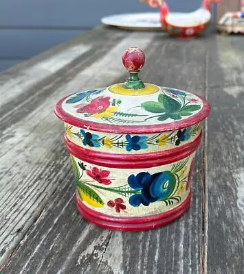 Antique Norwegian Box Rosemaled Os Rosemaling Norway Scandinavian 1800s Folk Art • $395