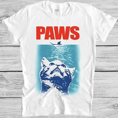 Paws T Shirt Jaws Cat Kitten Funny Parody Cool Gift Tee M277 • £6.35