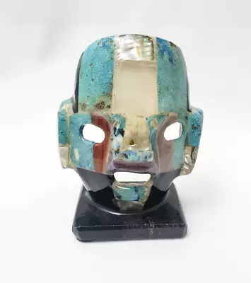 Mayan Aztec Inca Mosaic Abalone Turquoise Onyx Tribal Death Mask Inlay Folk Art • $19.99