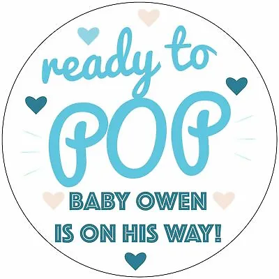 Baby Shower Personalised Round Stickers Labels Ready To Pop Party Favours • £2.95