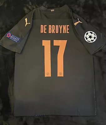 De Bruyne #17 Man City Away Jersey 20/21 Medium Black Soccer UCL Manchester M • $57.99