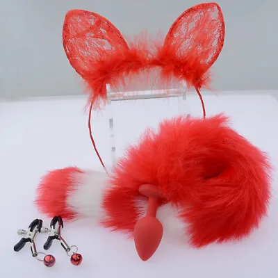 Cosplay Fox Ear Tail Metal Plug Bunny Cat Ear Adults Couple Role Play Game Women • $25.28