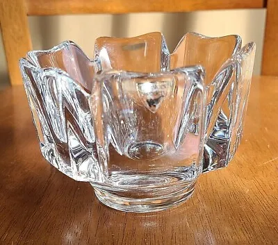 Orrefors CORONA Petal Bowl LARS HELLSTEN Design Crystal 4 1/2  Signed Label • $25.58