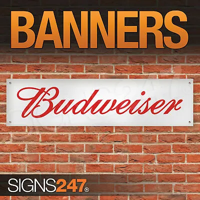 £9.89 • Buy Budweiser Garage Workshop Banner PVC Sign Display Bar Man Cave