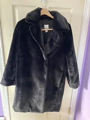 H & M Women Fake Fur Coat Black Size Small • $125