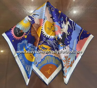 Sallys Boutique 18 Momme Twill Silk Wrap Scarf Moon Print Double Face Shawl 35  • $46.80