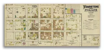 1886 Tombstone Arizona Old West Town Map - Gunfight OK Corral - 10x24 • $13.95