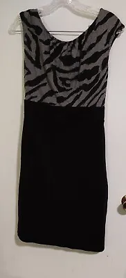 $7.71 • Buy Merona Women's Small Zebra Grey Black Sleeveless Bodycon Dress Career Work