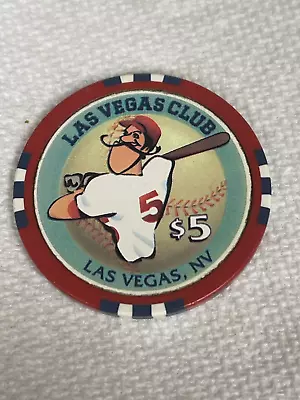 Las Vegas Club $5 Casino Chip Baseball Slugger Las Vegas Nevada Obsolete • $14.99