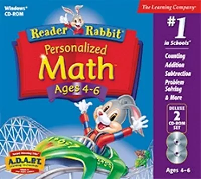 Reader Rabbit Personalized Math 4 - 6 ADAPT Deluxe 2-CD Set PC Software 32-bit • $12.45