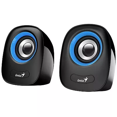 Genius 2.0 PC Desktop Blue Speakers Stereo Sound USB 2.0 Powered Plug And Play • £10.97