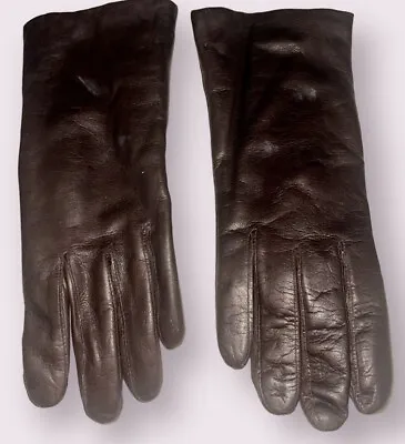 VTG Women’s Brown Italian Leather Gloves 7 1/2 Rabbit Fur Lined  W.P.L. 9111 • $17.95