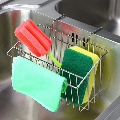 $16.99 • Buy Sink Caddy Sponge Holder With Dish Cloth Hanger Sink Drying Rack Utensil Holder