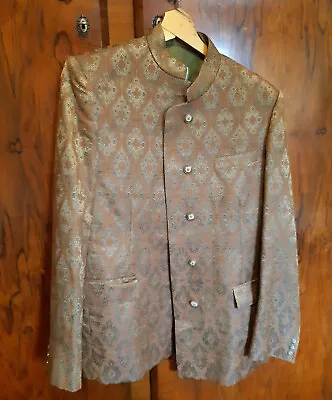 Womens Semi Fitted Damask Nehru Jacket Very Good Condition • £35