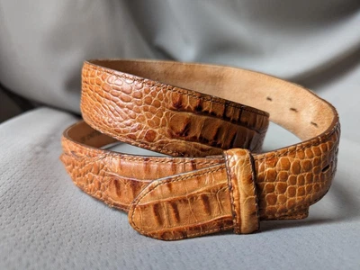 $79.95 • Buy Vintage USA Made TONY LAMA Buckle Belt CROCODILE Alligator 36 Brown WESTERN