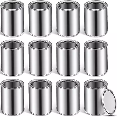 12 Pack Empty Metal Paint Cans With Lids 1.9 Pint Quart Size Tin Paint Buckets B • $59.99