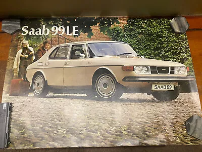 Two 1974 SAAB ORIGINAL DEALERSHIP WALL VINYLS SAAB 99 LE W/mail Tube RARE!!!!!!! • $400