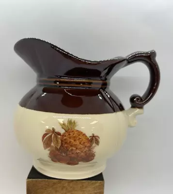 McCoy Pottery Vintage 5  Pitcher #7528 With Pineapple/Strawberries - Tan/Brown • $12