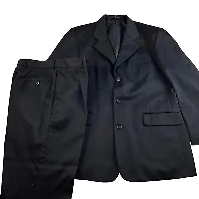 Yves Saint Laurent Mens Black Pure New Wool Full Suit Jacket Trousers Size • £99.95