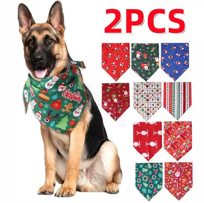 2PCS  Pet Dog Bandana Triangle Bibs Scarf Dog Collar Christmas Saliva Towel • $17.39