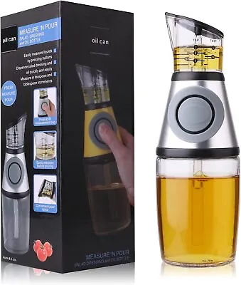 Precise Pour Glass Oil Dispenser - Measured Pourer - 8.5 Oz - Sleek Design • $12