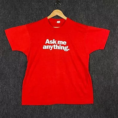 Vintage Popular Mechanics Ask Me Anything Mens XL T-Shirt Single Stitch Red Tee • $30