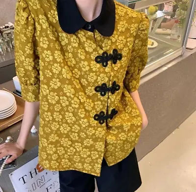 Ladies Indi Top  Japanese  Arty Summer  Design  Shirt Jacket  Blazer Blouse 8 10 • £28