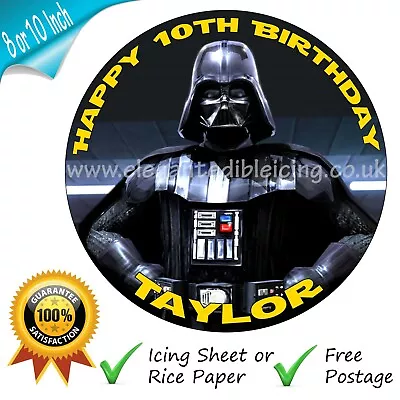 Star Wars Darth Vader Edible Round Personalised Birthday Cake Topper • £11.95