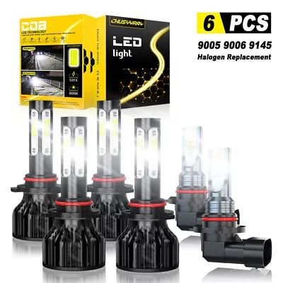 For GMC Sierra 1500 2003-2006 - 6x White LED Bulbs Combo Headlights + Fog Lights • $32.99