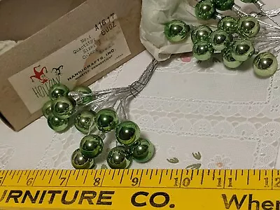  Vintage Lot Christmas GREEN Mercury Glass Balls Floral Picks Japan Stems • $10