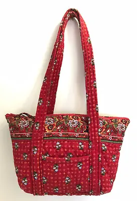 Vintage Vera Bradley Provincial Red Small Zip Tote Shoulder Paddy Bag VGUC • $18.99