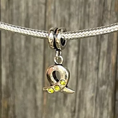 Army Military Home Coming Marines Yellow Dangle Ribbon Silver European Charm • $17.25