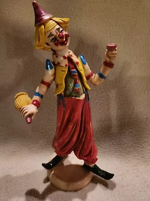 Vintage MIC Imports 8  Resin Drunk Circus Clown Figurine Hand Made In Italy • $15