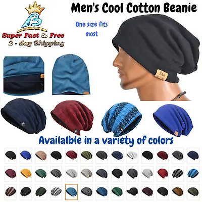 Mens Beanie Hat Slouch Skull Cap Knit Long Baggy Winter Summer Acrylic Polyester • $25.52