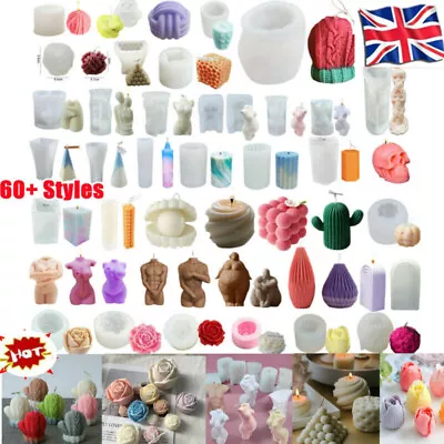 3D DIY Candle Mold Silicone Aromatherapy Candle Making Wax Molds Soap Moulds • £4.55