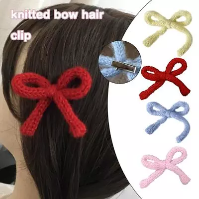 Solid Knitted Hair Bows For Girls Hair Clips Hairpin Bowknot Barrette Sell • $5.51