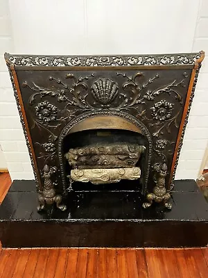 Antique Art Nouveau Backus Mfg Co Bronze Fireplace Surround And Steam Radiator • $500