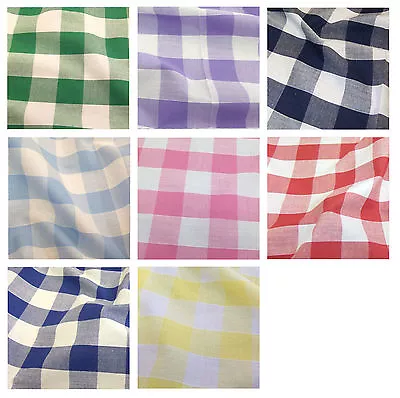 Corded Gingham Fabric 1  (25mm) Check Dress Material  - 44  (112cm) Wide • £0.99