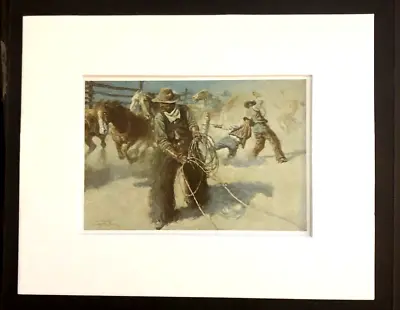 N. C. Wyeth  Roping Horses In The Corral  8 X 10 Matted Print-1904 • $19.99