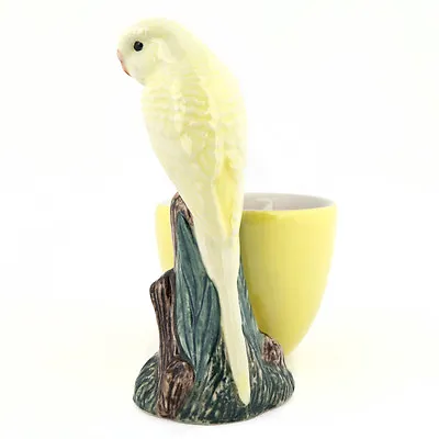 Quail Ceramics.  Egg Cup With Budgerigar - Yellow • £19.50